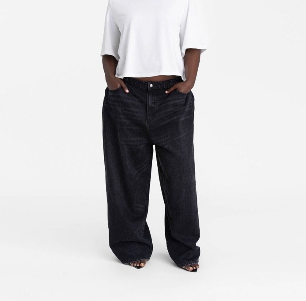 KBB By Kahhlana Women 18 Plus Black Modern Denim Super Wide Leg The Rachel Jeans